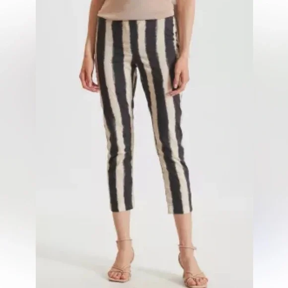 Liviana Conti lightweight striped cotton elastic waist pants size US8 (46) - Picture 10 of 12